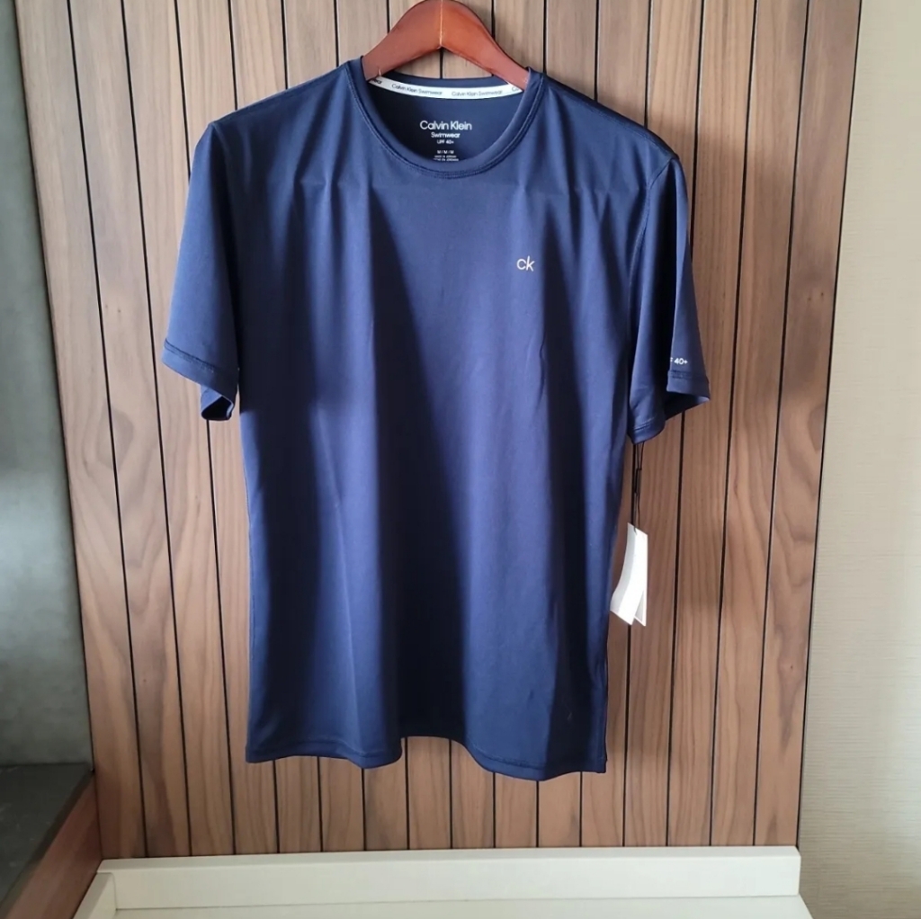 Nwt Calvin Klein Swim Shirt Rash Guard Upf 40+ Navy Mens Medium Cb2hj101